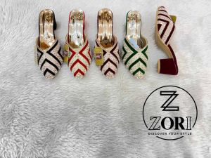 Glitter Party Medium Heel Sandal, Brand Name : Zori for Casual