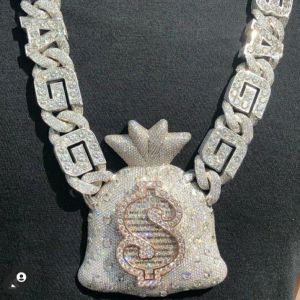 Dollar Silver Moissanite Diamond Pendant