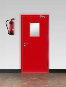 Powder-coated Mild Steel Fire Door, Color : Red