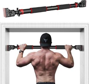 Mild Steel Adjustable Door Pull Up Bar, Color : Black for Home Gym