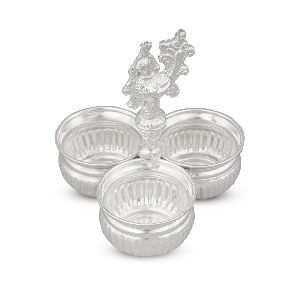 3 Cups Chomukha - Silver Incense Holder