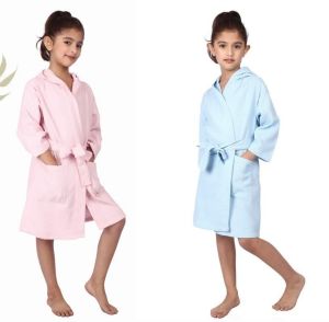 1 to 3 Year Girls Waffle Hooded Bathrobe