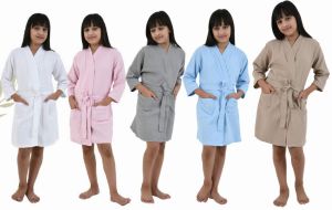 7 to 10 Year Girls Waffle Kimono Bathrobe