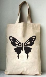 Butterfly Silhouette Canvas Tote Bag, Closure Type : Open-top Design