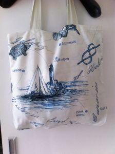 Nautical Map Print Canvas Tote Bag