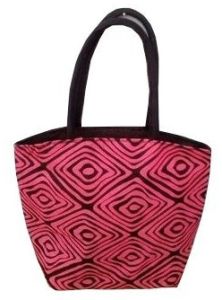 Pink Geometric Pattern Jute Tote