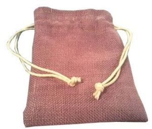 rustic jute drawstring gift jewelry pouch