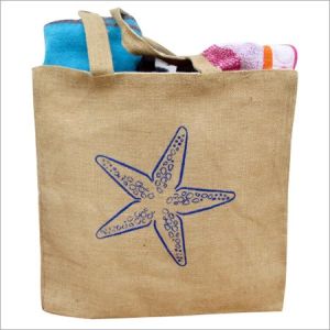 Starfish Printed Jute Tote Bag
