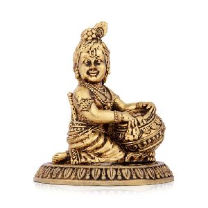 Polished Plain Butter Krishna Brass Statue, Brand Name : Giri