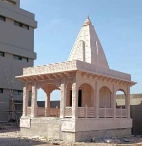 22 Feet Pink Sandstone Temple