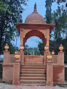Hand Carved Red Sandstone Royal Gazebo