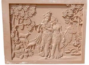 Pink Sandstone Carving Wall Panel