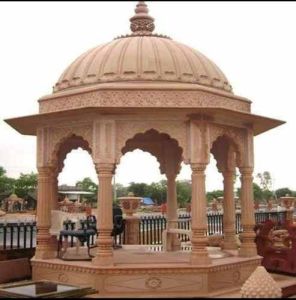 Red Sandstone Carved Gazebo
