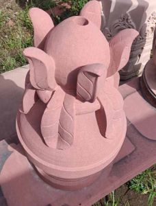 Red Sandstone Lotus Statue