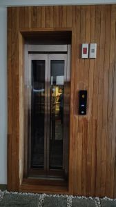 Polished Automatic Doors Centre Opening Elevator, Color : Brownish