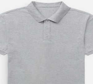 Mens Grey Melange Cotton Polo T-Shirt