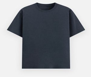 Navy Melange Poly Cotton Round Neck Unisex T-Shirt