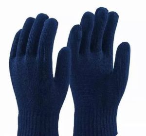 Plain Cotton Knitted Gloves, Color : Blue, Gender : Male