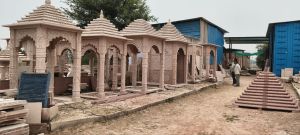 Squire Polished Pink Sandstone Temple Stone Carving