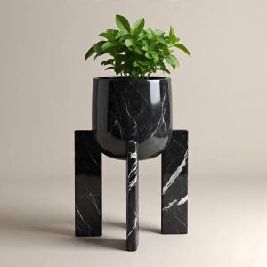 Plain Polished Marble Flower Pots, Color : Black Contemporary