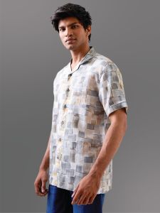 Olive Green Printed Pure Linen Shirt, Brand Name : Indiqlo XL, XXL