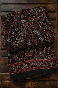 Printed Pure Cotton Sarees, Color : Black