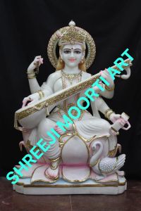 Lord Saraswati Marble Statue