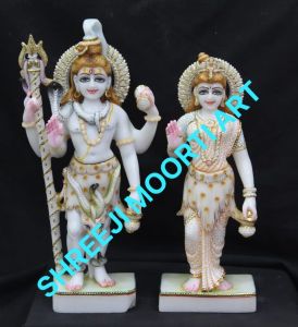 Lord Shiv Parvati Marble Statue, Color : Multicolors Multisizes