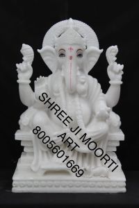 White Lord Ganesha Marble Statue, Packaging Type : Thermocol Box