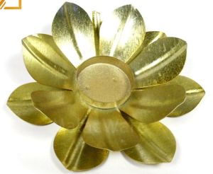 Flower Design Brass Tea Light Holder Strong Metal Decorative Diya