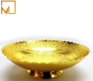 Golden Handmade Engraved Brass Tray - 15 Cm Luxury Giftware