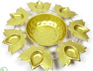 Polished Brass Malacware Premium Diya-shaped Metal Urli Bowl