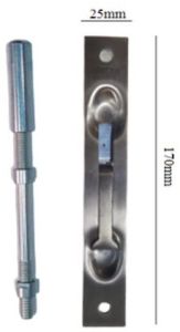 170mm Stainless Steel Concealed Flush Bolt, Color : Silver