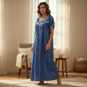 Round Neck Pure Cotton Nighties, Brand Name : Reeva