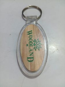 Printed Polished Crystal Keychain, Color : Transparent