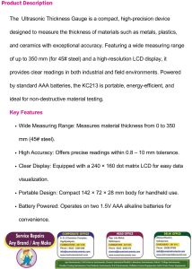 Digital Ultrasonic Thickness Gauge, Brand Name : V-TECH