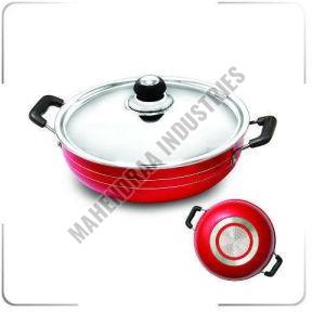 Mahendraa Round Aluminium Non Stick Kadai, Color : Red