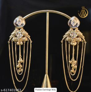 Metal Gold Plated Modern Earrings Studs Antique