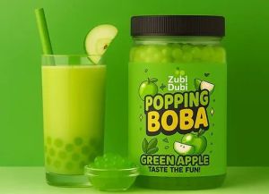 Green Apple Boba Pearls, Brand Name : Zubi Dubi