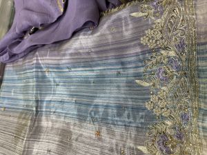 Panel Handwork Chinon Dupatta Shimmer Silk Suit