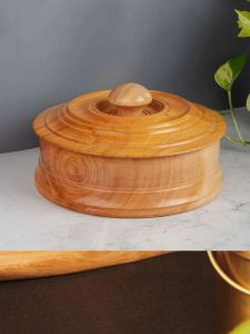 Neem Wood Roti Box, Design : Handcrafted