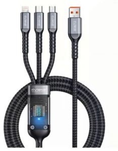 Striker  3-in-1 Fast Charging Cable  with Digital Display – 100w