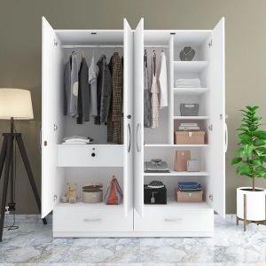 Engineered Wood Amari 4 Door 3 Drawer Wardrobe, Weight : 170kg