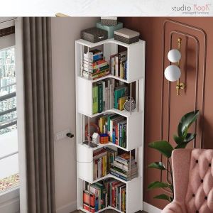 Engineered Wood Vista Corner Bookshelf / Bookcase