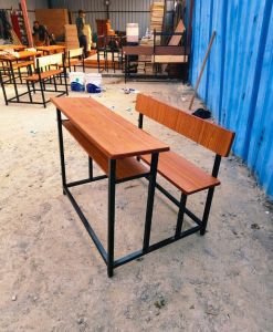 Brown Wooden Three Seater Classroom Desk, Shape : Rectangle