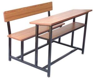 Wooden Dual Seater Classroom Bench with Back Support