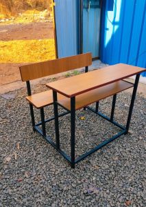 Wooden Three Seater Classroom Desk, Color : Brown