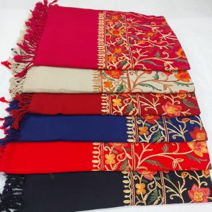 Ladies Floral Embroidered Cashmilon Stole 28 X 80 Inches