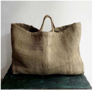 Checked Embroidered Jute Bags Small (6 X 8 X 4 Inch) for Shopping