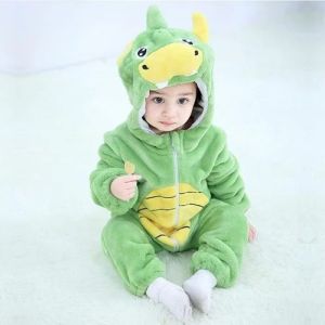 Kids Green Dino Print Soft Sleep Suit